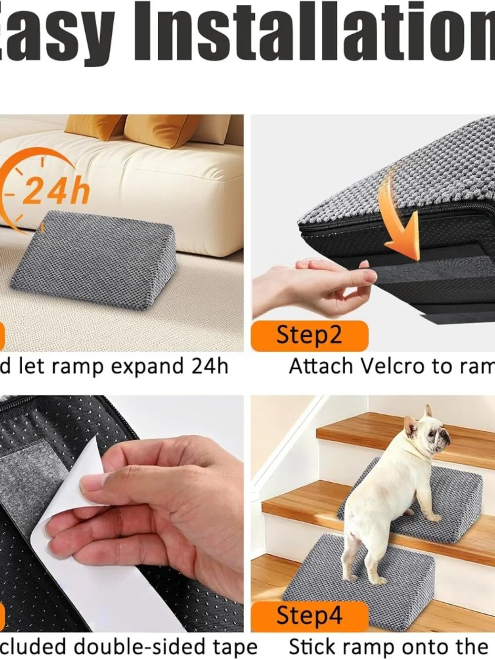Dog Ramp for Stairs for Small & Senior Dogs and Cats (Gray, 6 Pack)
